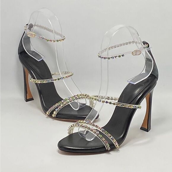 Alexandre Birman Dolores 100 Black & Sparkling Straps Sandal size 36.5 - Picture 1 of 12